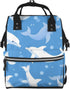 ZSUUGJ Dolphins Blue Printed Diaper Bag Backpack Baby Bag Multi Function Baby Changing