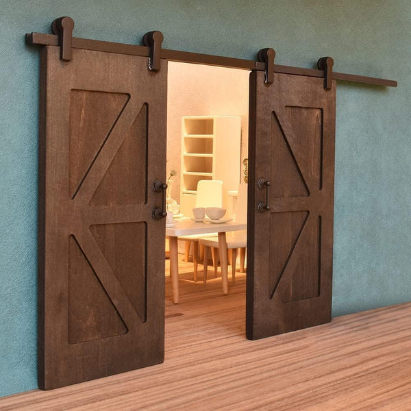 iLAND 1/12 Scale Accessories of Dollhouse Door Miniature Wooden Barn Doors w/Sliding