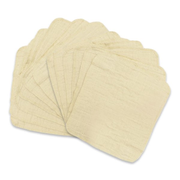 OsoCozy Muslin Baby Wipes 12 Count 100% Unbleached Cotton, Reusable Cloth Wipes