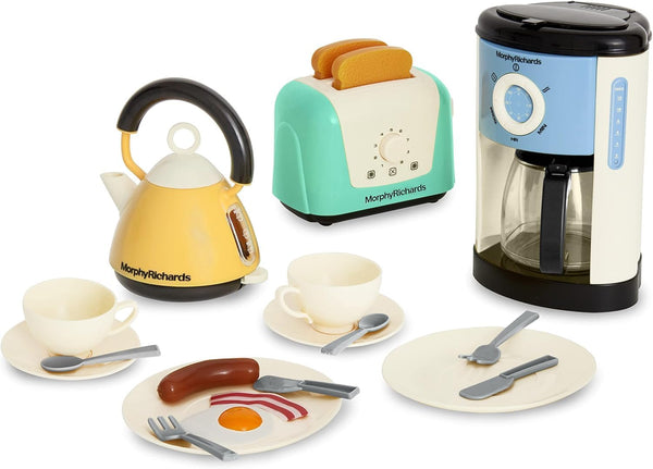 Casdon Morphy Richards Complete Kitchen Set, Toy Appliance Playset for Kids with Toaster, Coffee Maker, Kettle, Play