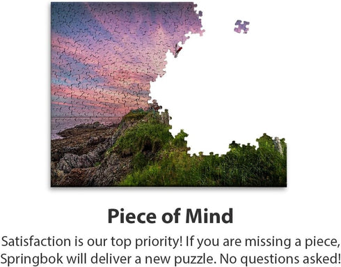 Springbok Puzzles - West Quoddy Head Lighthouse 1000 Piece Jigsaw Puzzle - Large 30"x24", Unique Cut Interlocking Pieces
