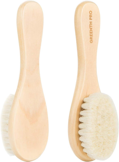 Nature Lotus Wood Baby Hair Bush and Comb Set, Soft Goat Bristle & Pear Wood Comb for Newborns & Toddlers