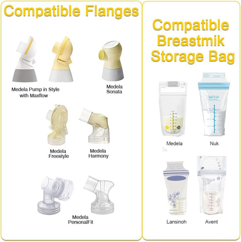 Narrow Neck Breastmilk Storage Bag Adapters for Medela Pumps, Compatible with Lansinoh and Nuk Bags by PumpMom