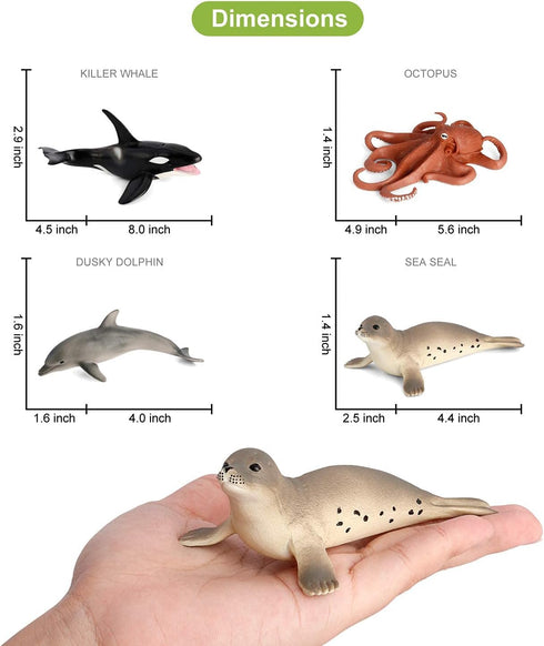 Volnau Sea Creature Toys Figures 8PCS Antarctica Ocean Animals for Toddlers, Christmas Decoration Gift