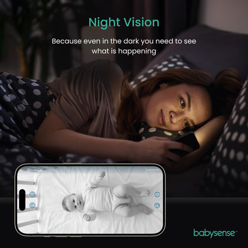 Babysense FullPeek 3MP Video Baby Monitor, WiFi Security Camera with Intelligent Motion Detection & Night Vision