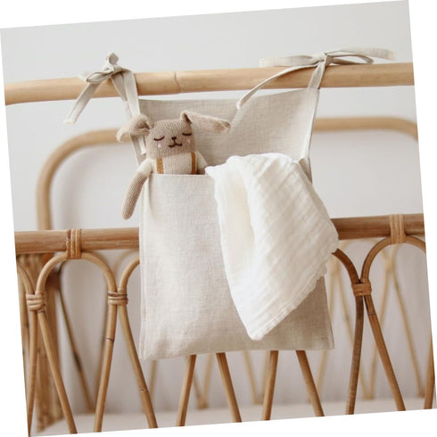 VALICLUD Multi Functional Linen Bedside Hanging Organizer Pouch Space Saving Storage Bag for Books and Daily Supplies
