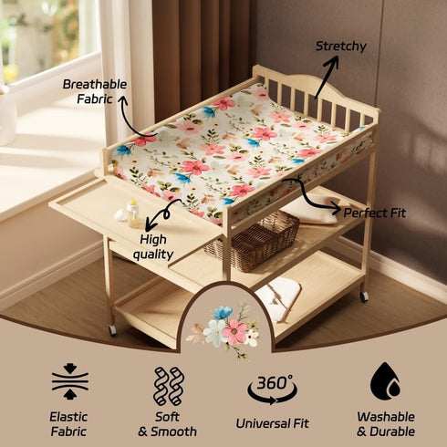 FIGEPO 4 Pack Set Baby Girl Changing Pad Covers Sheets Soft Fitted Floral or Elephant Theme Baby Girl Mattress Covers