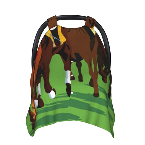 Zhbvncp Horse Racing Cartoons Baby Car Seat Cover & Breastfeeding Nursing Cover - Breathable Stretch Fabric Multi-Use
