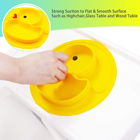 Baby Plate Silicone Toddler Plates Suction Placemat Divided Dishes for Kids and Infants One-Piece Strong Suction, BPA