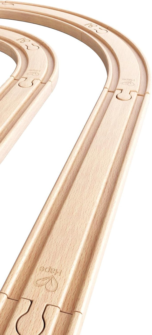 24 Pack| Hape Pcs Wooden Railway Super Expansion Rail Compatible with Other Wooden Tracks