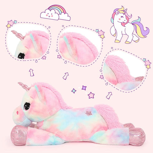 Tezituor 43in Giant Unicorn Plush Toy - Big Rainbow Pink Unicorn Stuffed Animal - Great Birthday Decorations