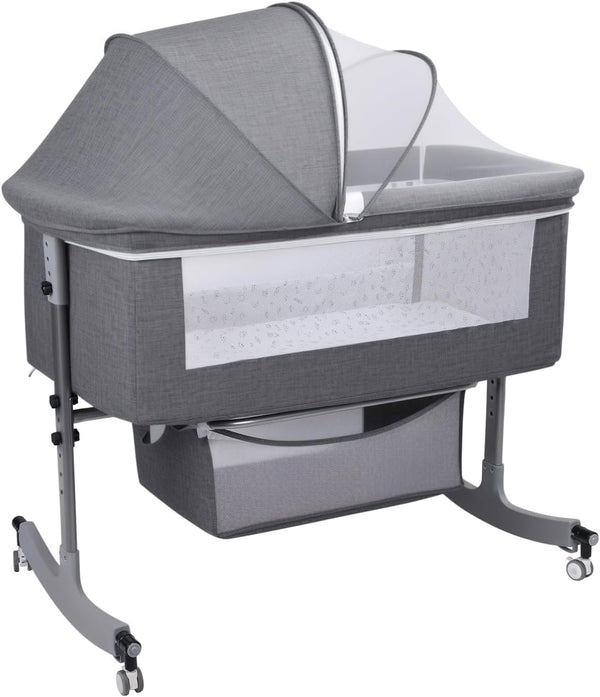 Saterkali 3 in 1 Baby Bassinet | Bedside Sleeper with Storage Basket and