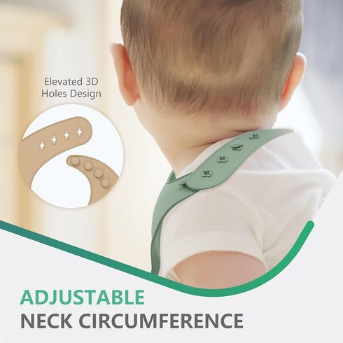 Set 3 Cuddle Campus of Silicone Bibs for Babies & Toddlers,Soft Adjustable Bibs with Pocket Food Catcher for Baby