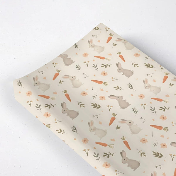 KuphiL10C Cute Spring Easter Rabbits Carrots Animals Pattern Baby Changing Pad Cover, Unisex