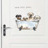 Cute Puppy Bubble Bath Wall Stickers, sacinora Dog Bathtub Pet Wall Decals Removable Vinyl Peel and Stick for Bathroom