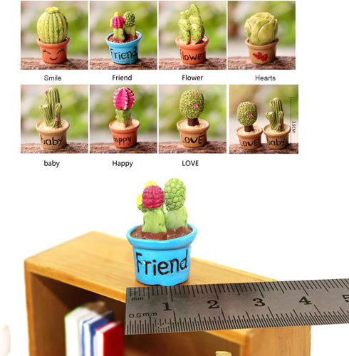 7 in 1 Dollhouse Decoration, Miniature Green Potted Plant Pots, 1:12 Scale Doll House Bonsai Model Accessories (7