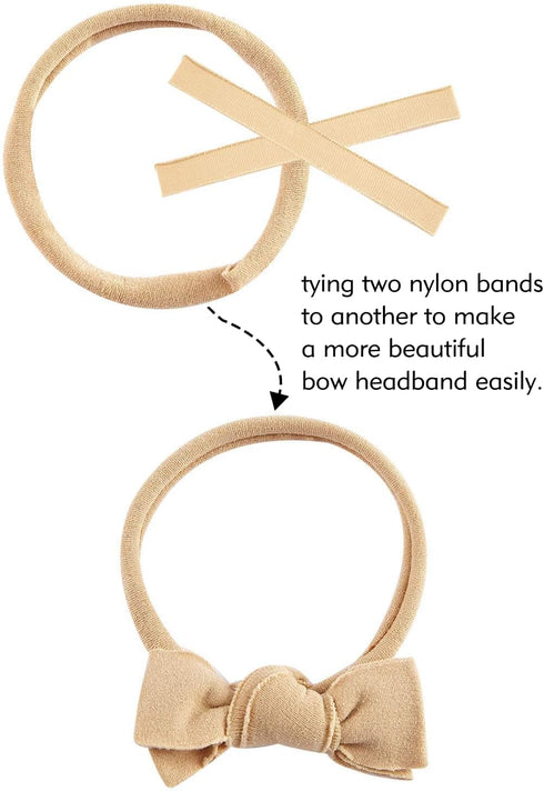 inSowni 50 Pack Super Soft Stretchy DIY Solid Nylon Headbands Baby Hair Bands, One Size Fits All