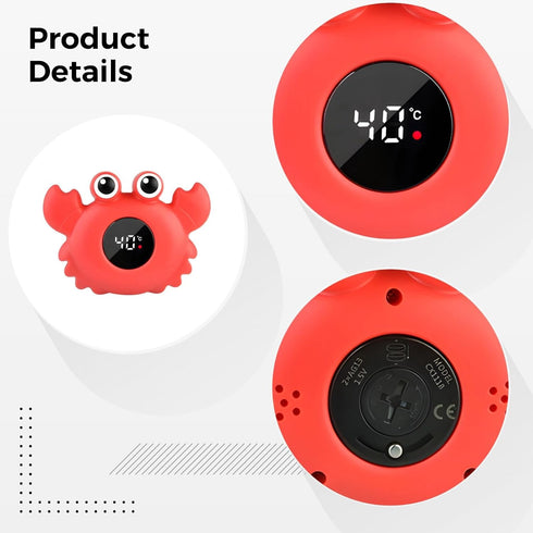 Red Crab Bath Thermometer - Waterproof Digital with Fast Response