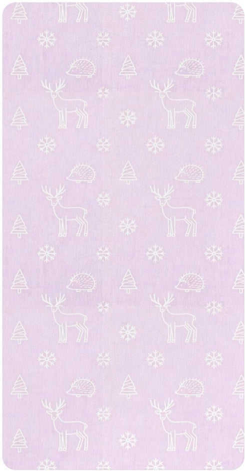 miaozhen Cotton Baby Crib Sheets Ultra Soft Pink and Purple Deer Snowflake Muslin