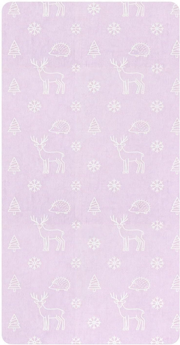 miaozhen Cotton Baby Crib Sheets Ultra Soft Pink and Purple Deer Snowflake Muslin