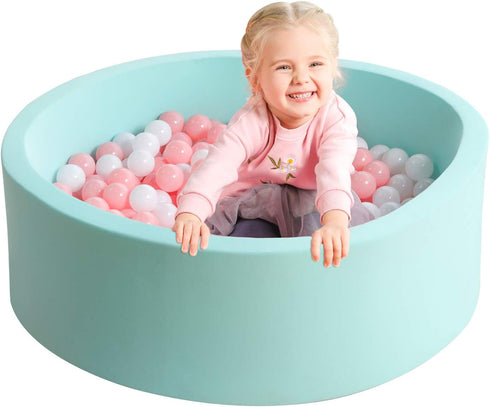Light Blue Memory Foam Round Ball Pit for Toddlers (Balls Not Included)