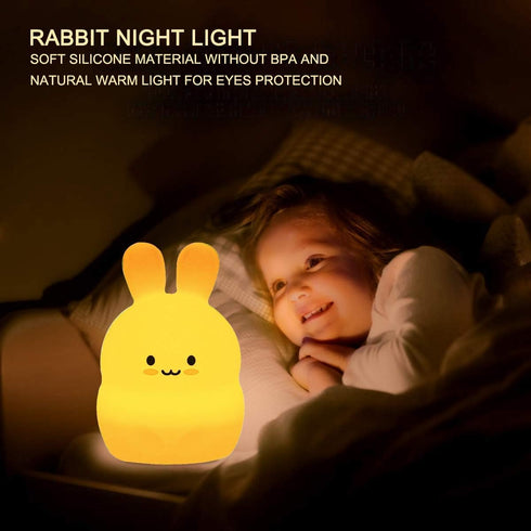 Rabbit Night Lights for Kids - Changeable Brightness & Color Table Lamp for Nursery, Holiday Gifts