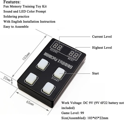 Light Up Memory Game, Handheld Electronic Toys, Soldering Practice Kit, DIY Soldering Project Classic Board Games