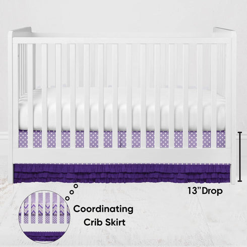 Ruffled Bottom Dots Crib Skirt - Purple by Bacati