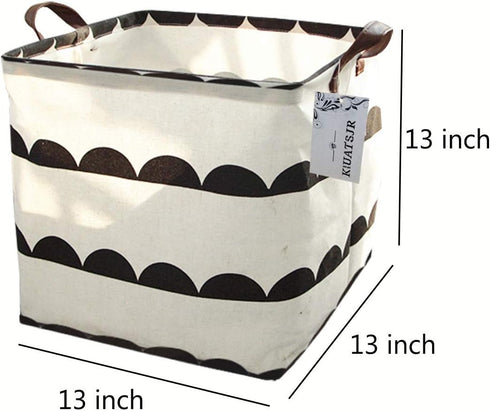 Square Canvas Storage Bins, Collapsible Toy Organizer with Handles for Nursery & Laundry