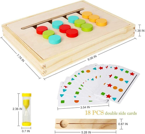 Montessori Learning Toys Slide Puzzle, Color & Shape Matching Logic Game for Kids 3-7 Years Old