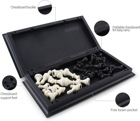 DINOBROS Magnetic Travel Chess Set, Folding Board Portable Chess Board Games Gift for Kids and Adults