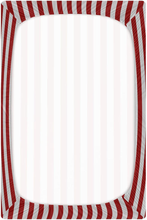 Pigsaly 27x39 Inch Crib Sheets Dark Red Grey Vertical Stripes Baby Sheet for Standard Crib Mattress Boys Girls Toddler