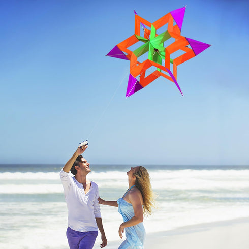 Hengda Kite-New Version 42 Inch 3D Lotus Flower Kite for Kids and Adults, Easy to Carry with Flying Line