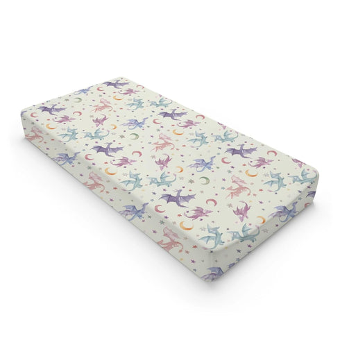 KuphiL10C Girls-16x32 Watercolor Colorful Dragon Moon Stars Baby Changing Pad Cover,Unisex Dragon Nursery Diaper