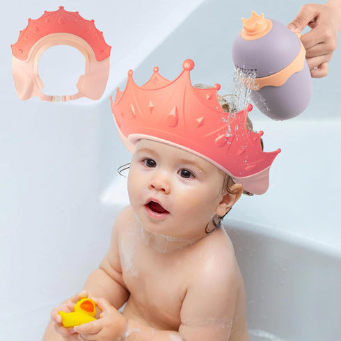 6M-9T, FUNUPUP Baby Shower Cap for Kids with Bath Rinse Cup, Adjustable Toddler Hair Washing Shield Hat Baby Bath Visor