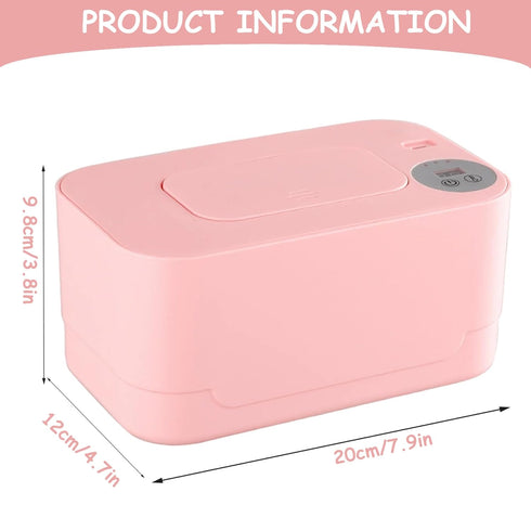 Pineeseatile Baby Wipes Warmer, Baby Wipe Warmer, Portable Wipe Dispenser with Adjustable Temperature & Night Light