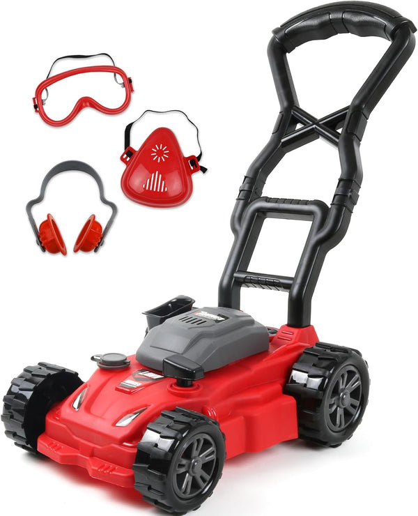 Kids Toy Lawn Mower Toddler Landscaping Gardening Tools and equipment Includes Mask