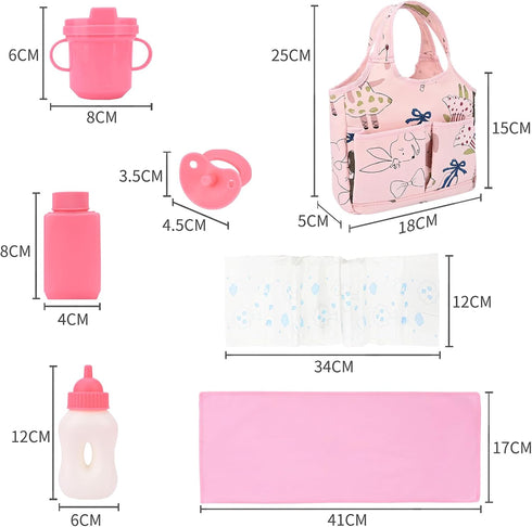 7 Set Set 12-15 Inches Bebamour Pcs Baby Doll Diaper Bag Baby Doll Bottles and Doll Accessories Doll Feeding Including