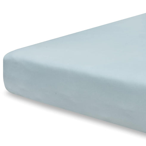 Pobibaby Single Solid Premium Fitted Baby Crib Sheet, Ultra-Soft Cotton Blend, Safe and Snug, Baby Blue