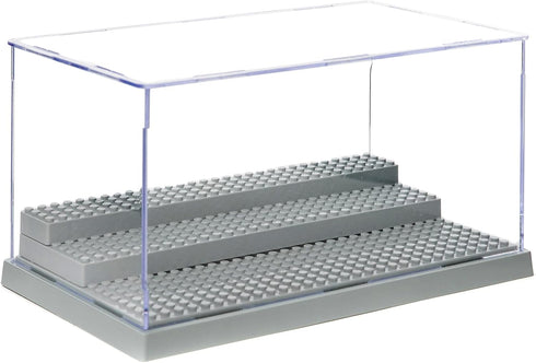 Minifigure Display Case for Action Figures, Dustproof Acrylic Storage Box with 3 Movable Steps for Collection