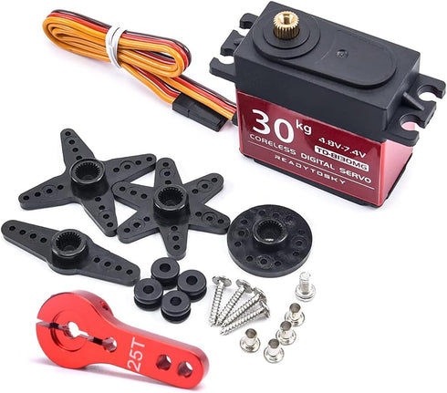Readytosky Digital 30KG Servo - 360 Degree High Torque Metal Gear Servo Motor with 25T Servo Horn for RC Car Robot