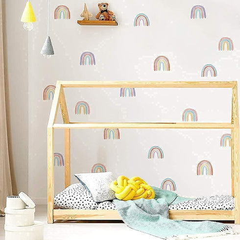 Rainbow Wall Decals for Girl Bedroom, Kids Room Decor, Peel and Stick Wallpaper 36 Pcs