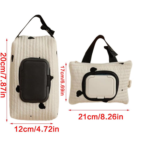 PMFACE Baby Wipe Dispenser,Embroidery Babies Wipe Holder,Travel Wipe Case,Refillable Cotton Linen Wet Wipe Carrying