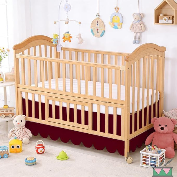 OnlineBestDeal's Sclloped Bed Skirt, Crib Size (28" x 52") Inch + 16" Drop