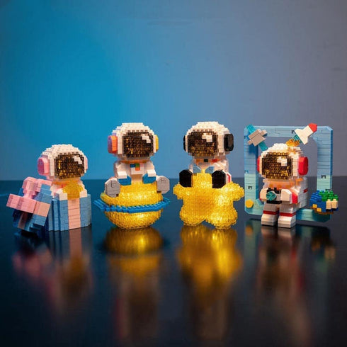 Micro Building Blocks Astronaut Model with Light, Building Toy for Kids or Adults, Lunar Mini Blocks