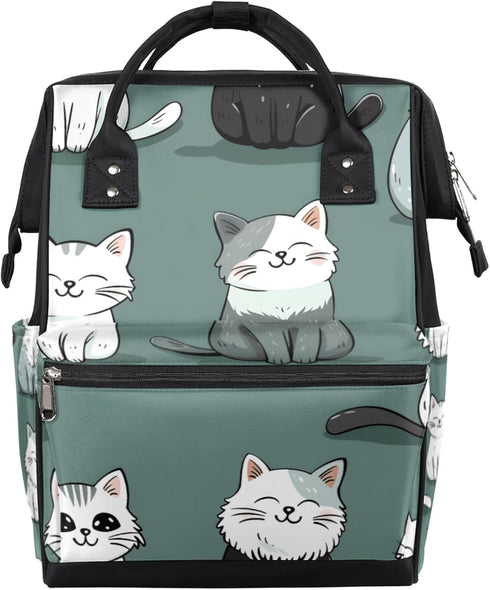 Hsnar Cute Cats Waterproof Diaper Bag Backpack Large Capacity Baby Bag with Stroller