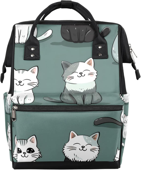 Hsnar Cute Cats Waterproof Diaper Bag Backpack Large Capacity Baby Bag with Stroller