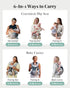 6-in-1 7-50lbs Baby Carrier, MOMTORY Safety-Certified Baby Carrier with Hip Seat, Plus Size Friendly, Detachable Baby