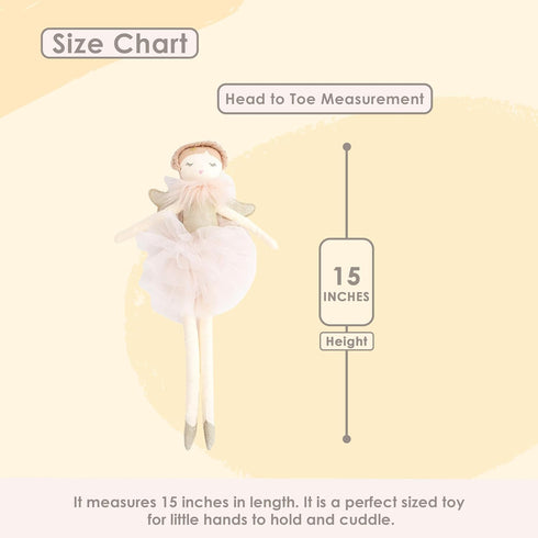 MON AMI Angel Stuffed Doll - 15", Soft Elegant Plush Doll for Little Girls, Use as Toy or Room Decor, Great Gift for Kids of All Ages