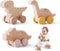 Wooden Dinosaur Cars Montessori Toys, Baby Push Car Toys, Developmental Infant Grasping Toys (3PCS)
